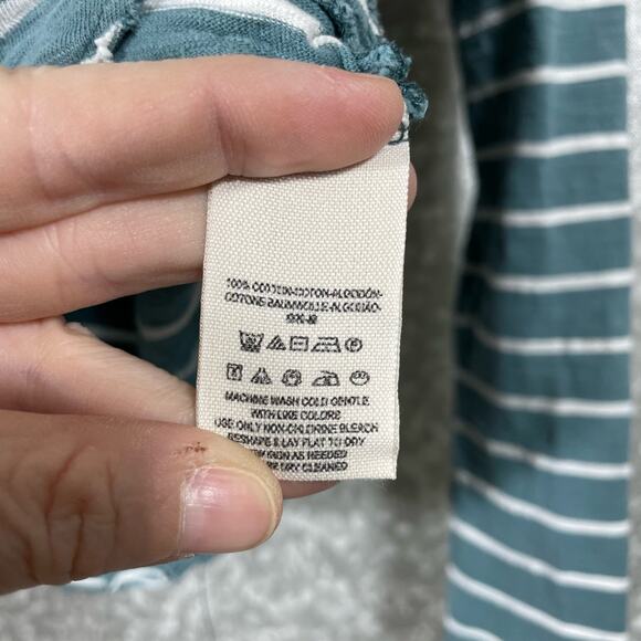 Free People We The Free Blue Stripe Button Shoulder Top - Size Small - Oversized - Picture 5 of 6